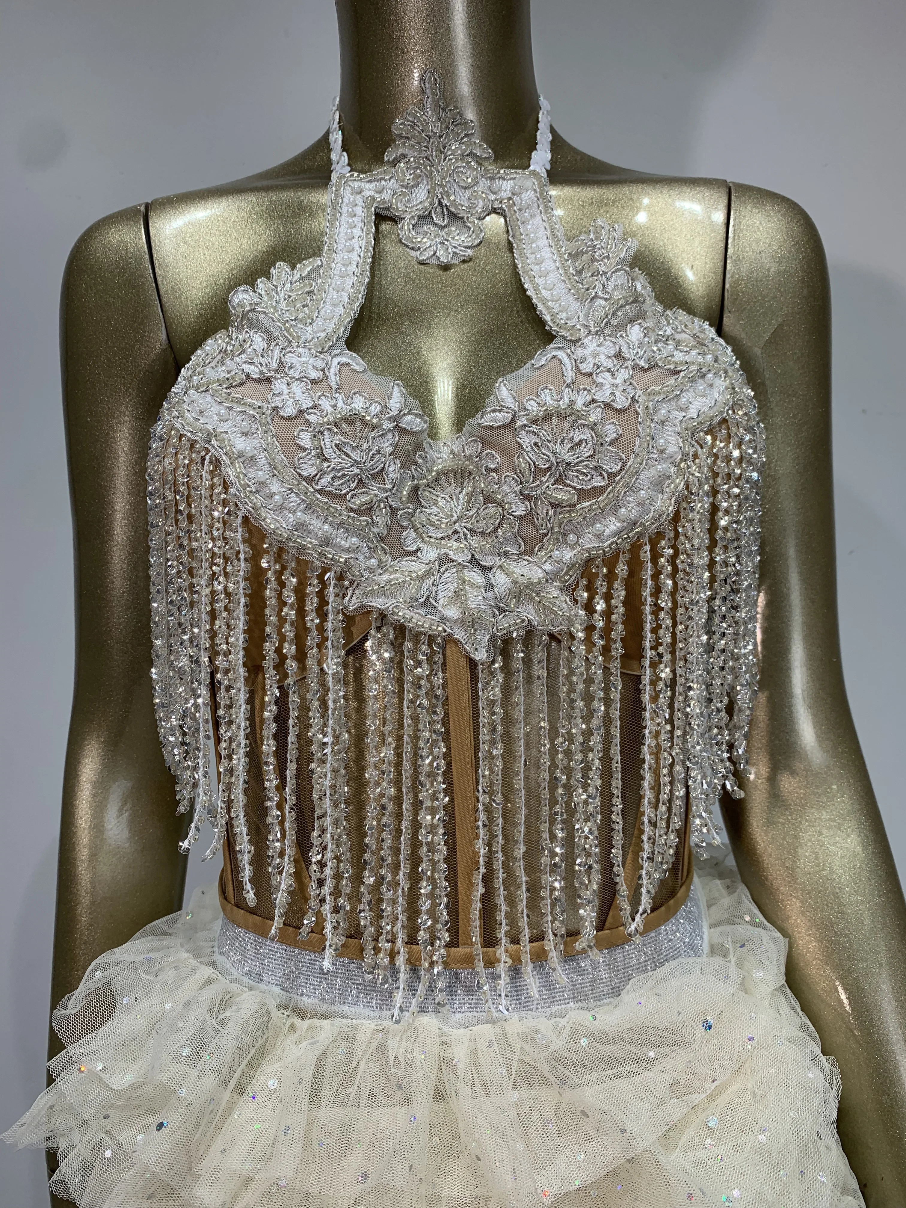 Sparkly Tassel Sexy Backless Two Pieces Set 2025 Women Evening Prom Celebrate Birthday Party Dress PerformanceStage Outfit