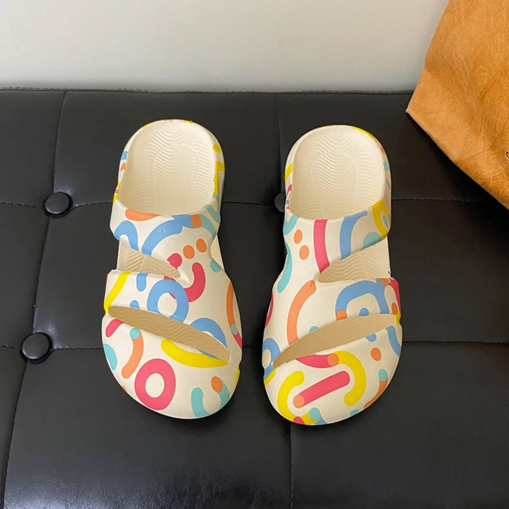 1 Pair EVA Material Women’s Slippers Anti-Collision Toe Cap Non-Slip Sole EVA Slides Quick-Dry Surface Closed Toe Design