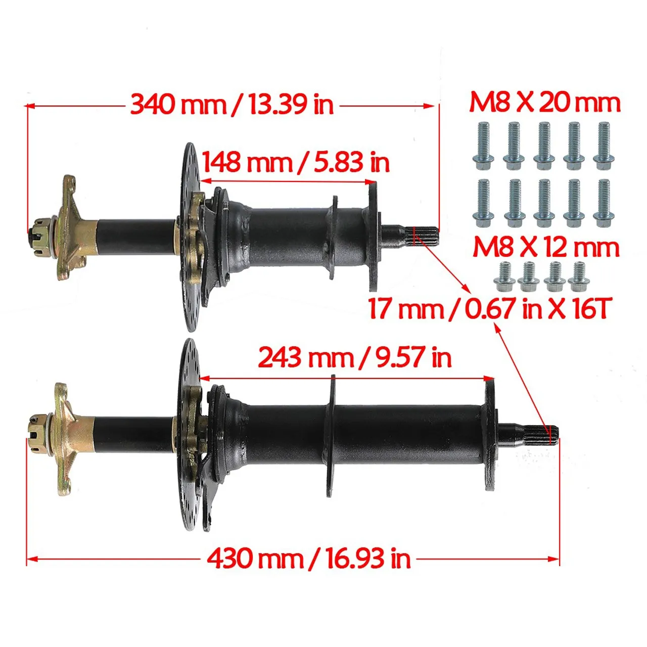 72V 1500W Electric Differential Motor＆760MM Rear Differential Axle Kit for Go Kart ATV Trike Golf Cart Scooter Motorcycle Parts