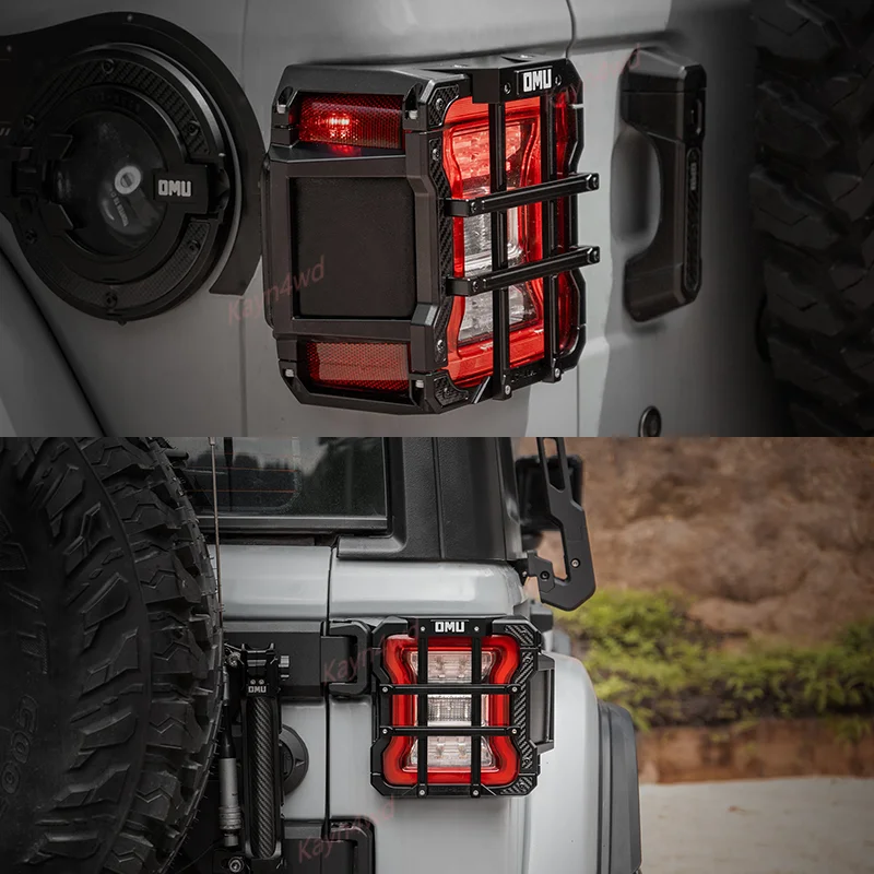 الطرق الوعرة 4x4 الملحقات الخارجية OMU سلسلة الألومنيوم غطاء الضوء الخلفي لمبة خلفية الحرس حامي ل 2018-2025 جيب رانجلر JL #3