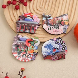 Wooden Fridge Stickers Japan Travelling Souvenirs Kanagawa Sea Wave Fujiyama Fridge Magnets Message Board Stickers Home Decor