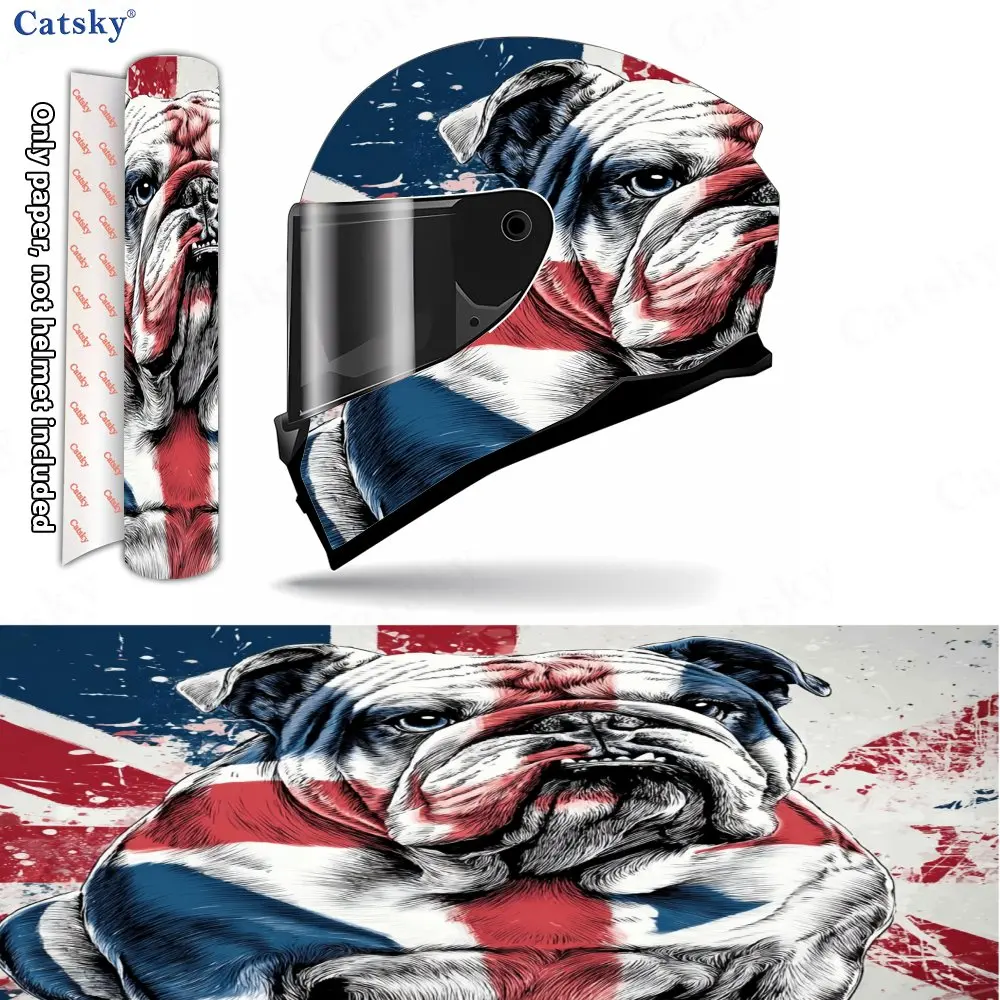 

National Flag Element Bulldog PVC Motorcycle Helmet Decal, Self-adhesive Waterproof Sticker, Scratch Resistant Decorative Film,