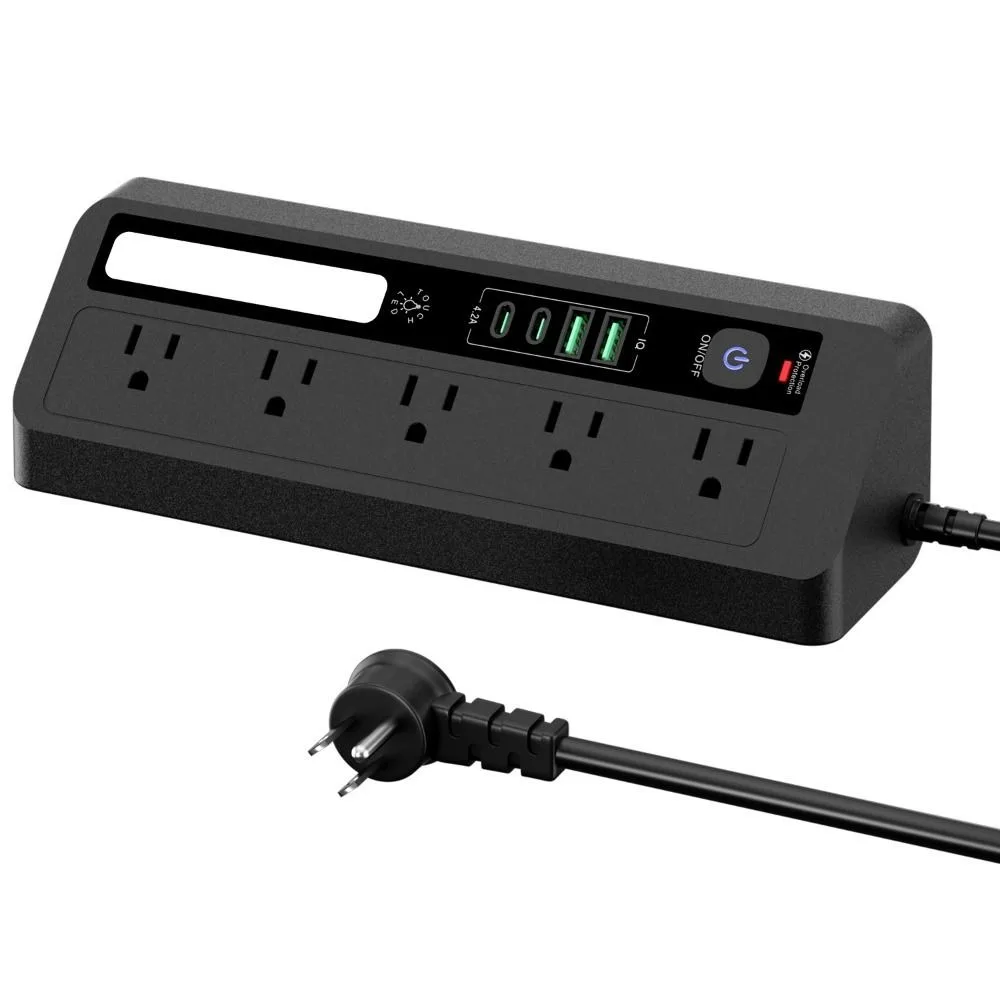 Touch Activated Desktop Charging Strip 2AC 2USB Flame-Retardant Shell USB Charging Station 3 Color Compact Portable