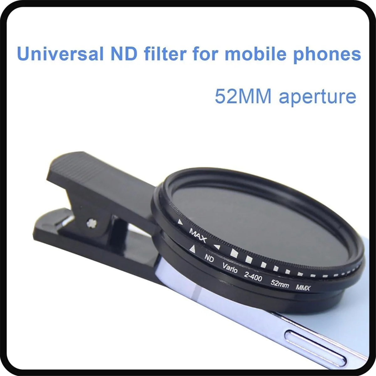 1 Set Solar Eclipse Phone Filter 52mm Camera Lens Filter ND 2-400 Smartphone Lens Filter with Clip Lens Cap