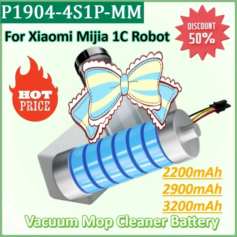 

STYTJ01ZHM 14.4V 3200mAh 18650 Battery P1904-4S1P-MM for Xiaomi Mijia 1C Robot Vacuum Mop Cleaner Battery Accessories