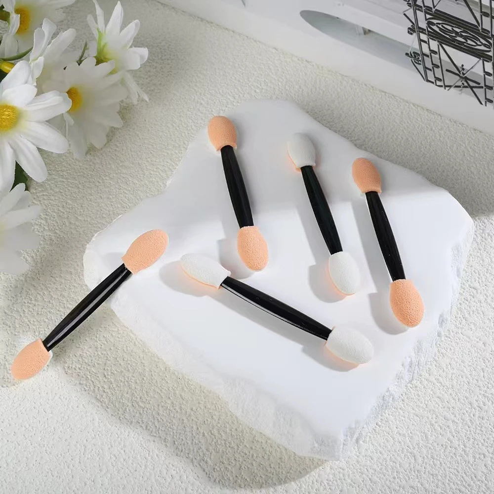 Cuttte Einweg-Lidschatten-Schwamm-Applikatoren, beidseitig verwendbar, 50/100 Stück, mit Behälter, langanhaltende Lidschattenpinsel, Make-up-Applikator