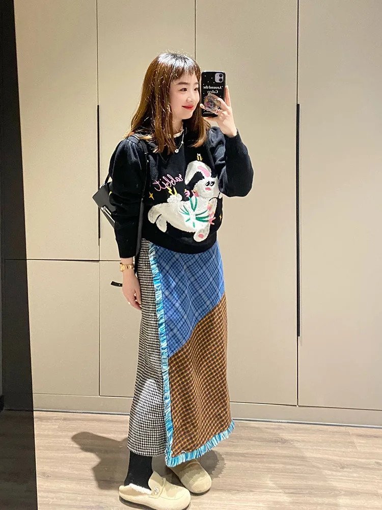 

Women Gothic A-line Long Skirt Vintage Y2k Skirt Harajuku Korean Streetwear Tie-Dyed Skirts 2000s Goth Clothes Summer 2024