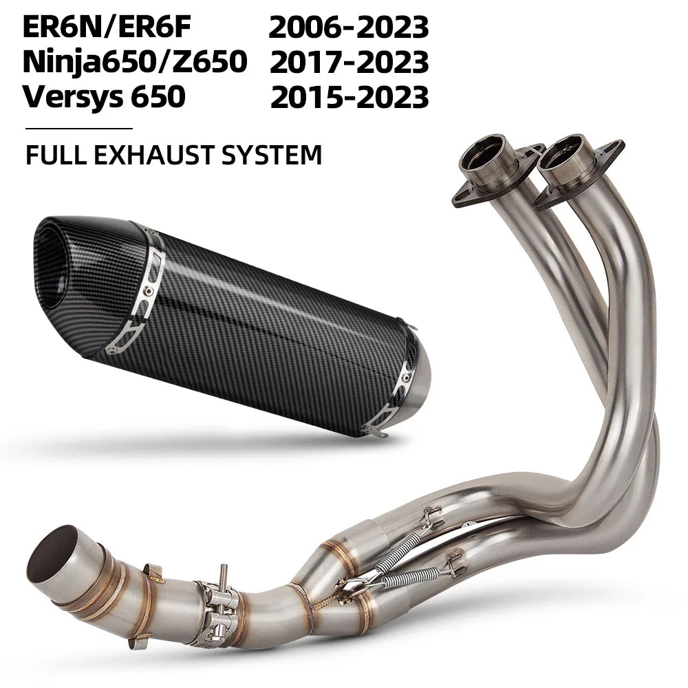 Versys 650 Exhaust System Tailpipe For Kawasaki ER6N ER6F ER-6N/6F Z650 Ninja/Versys 650 2006-2023 Moto Exhaust Manifold Muffler