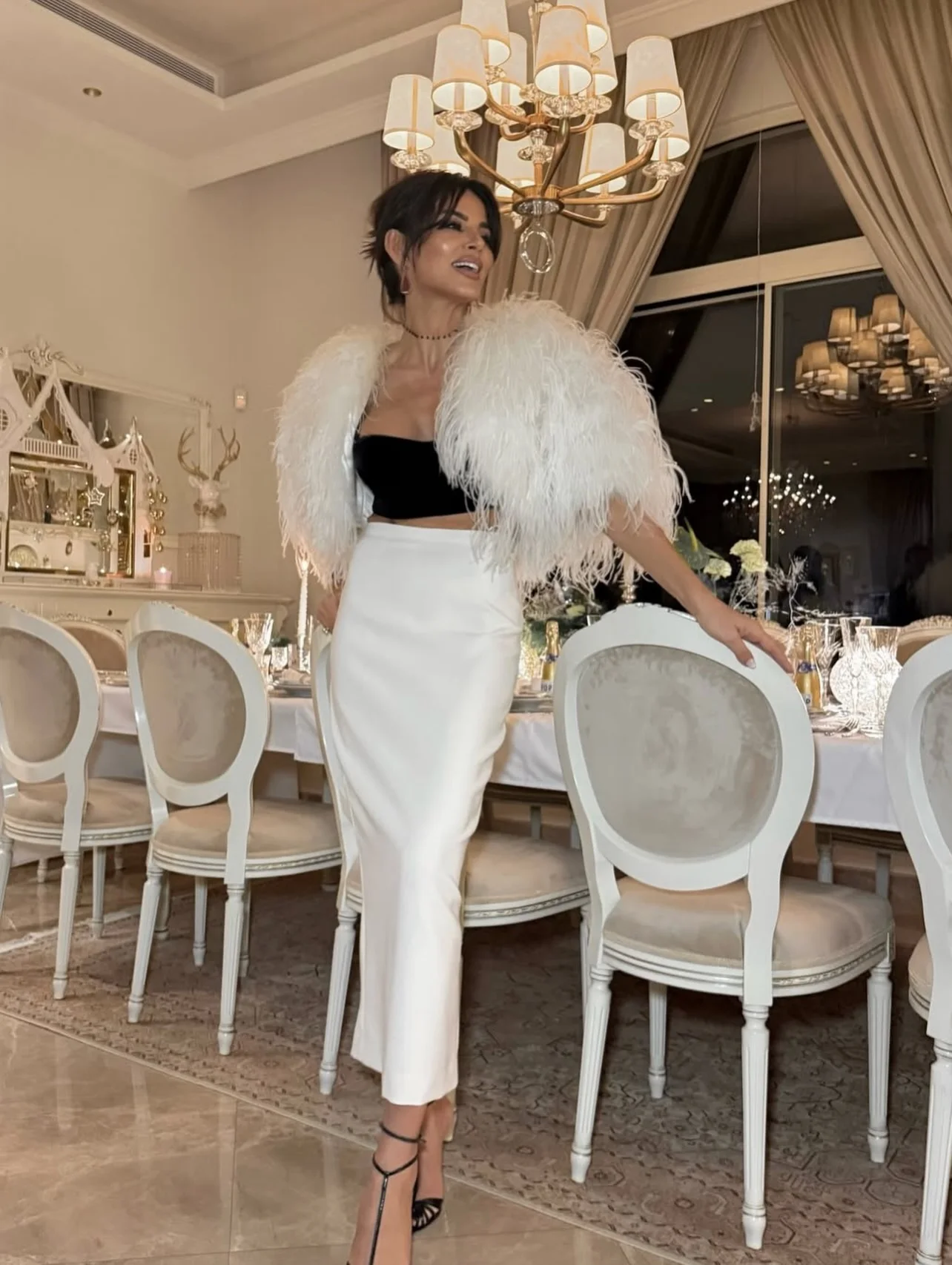 Luxury White Satin High Waist Pencil Skirt – Elegant Midi Length Women’s Formal Birthday Party Skirt Formal Event Custom Made