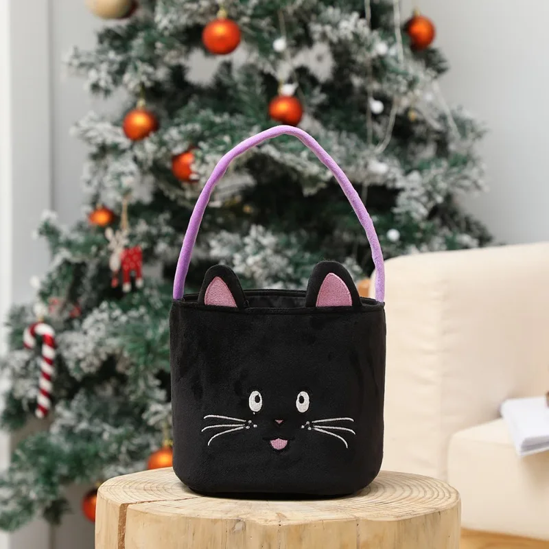 Novo balde de abóbora de halloween decoração de páscoa adereços super macio portátil pelúcia smiley rosto tridimensional saco de abóbora