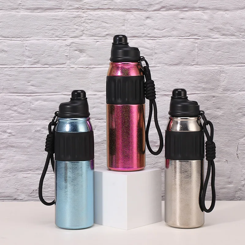 600ml Pure Titanium Sports Thermal Water Bottle With Straw And Handle,Double-layer Vacuum Drinkware,Double Drinking Thermos Cup