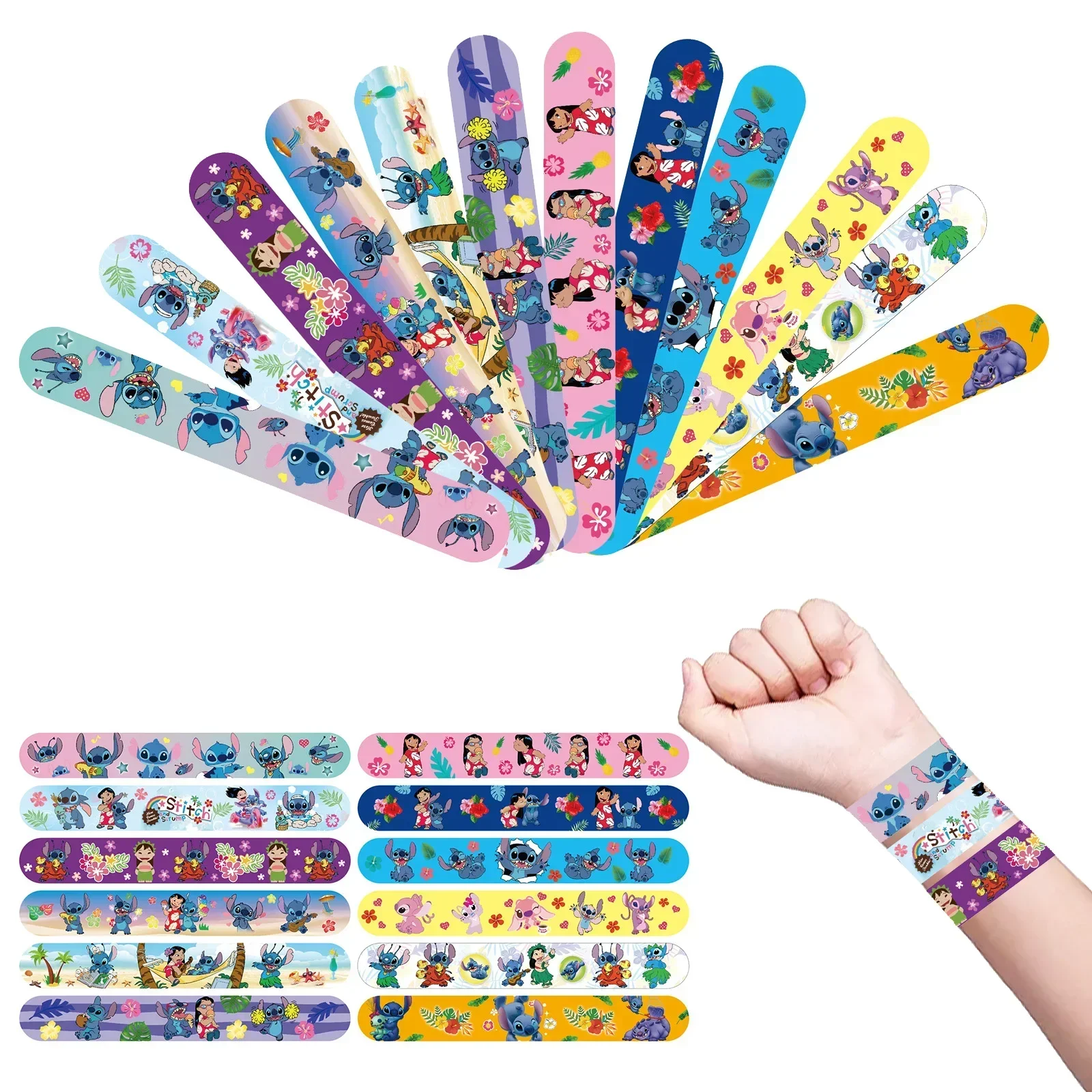 

12pcs Disney Lilo &Stitch Party Favors Colorful Slap Bracelets Slap Bracelet for Kids Party Birthday Prizes Exchanging Gifts