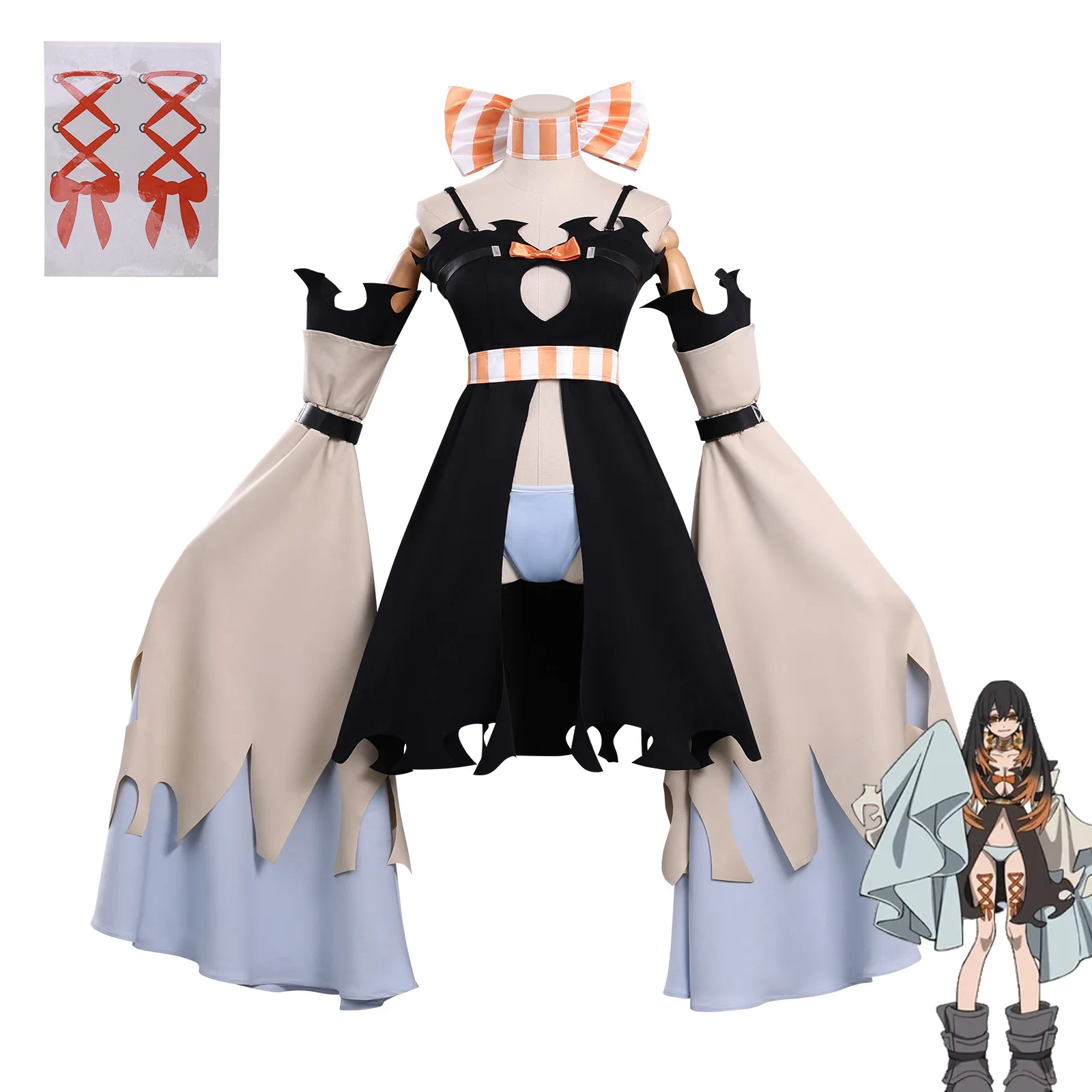 

New Style 2D Anime Game Cosplay Costume Casual Fashion Halloween Abyss War Ghost-Amo Dress Set
