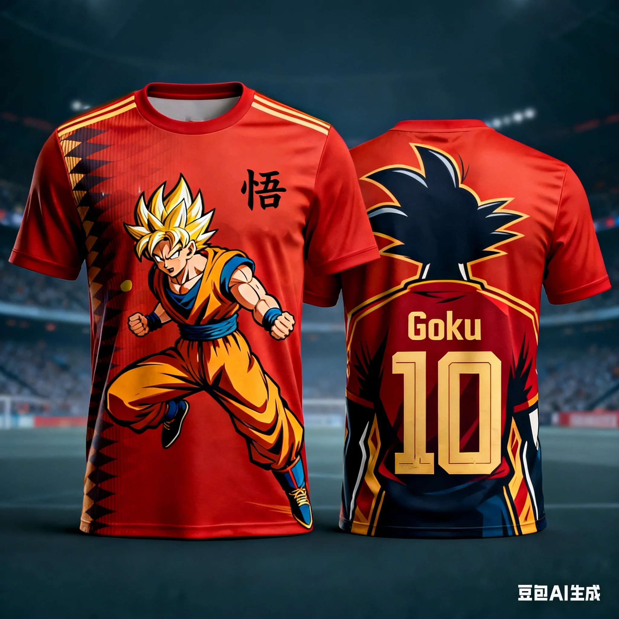 Goku Dragon Ball Fußballtrikot, Herren Damen Kinder Lässiges Anime Streetwear Fan-T-Shirt Sommer Schnelltrocknendes Sport-T-Shirt – Detail 7