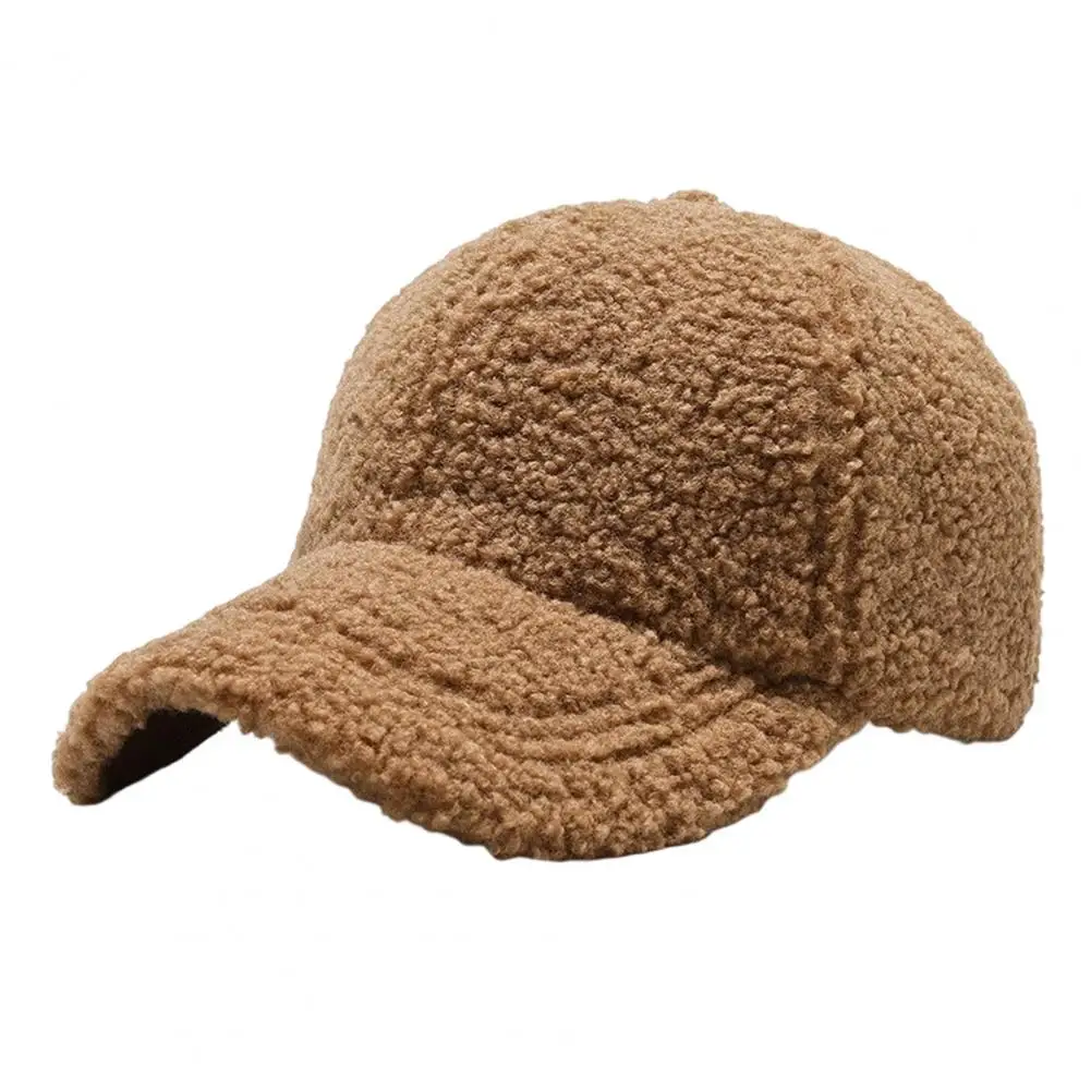 Face Shape Baseball Hat Winter Warm Fleece Baseball Cap for Women Adjustable Curved Brim Hat Cozy Outdoor Sports for Her
