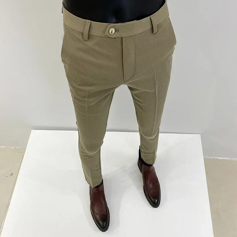 2024 Men\'s Business Office Formal Trousers High Quality Fashion High Street Comfortable Versatile Slim Fit Luxury Hombre Pants