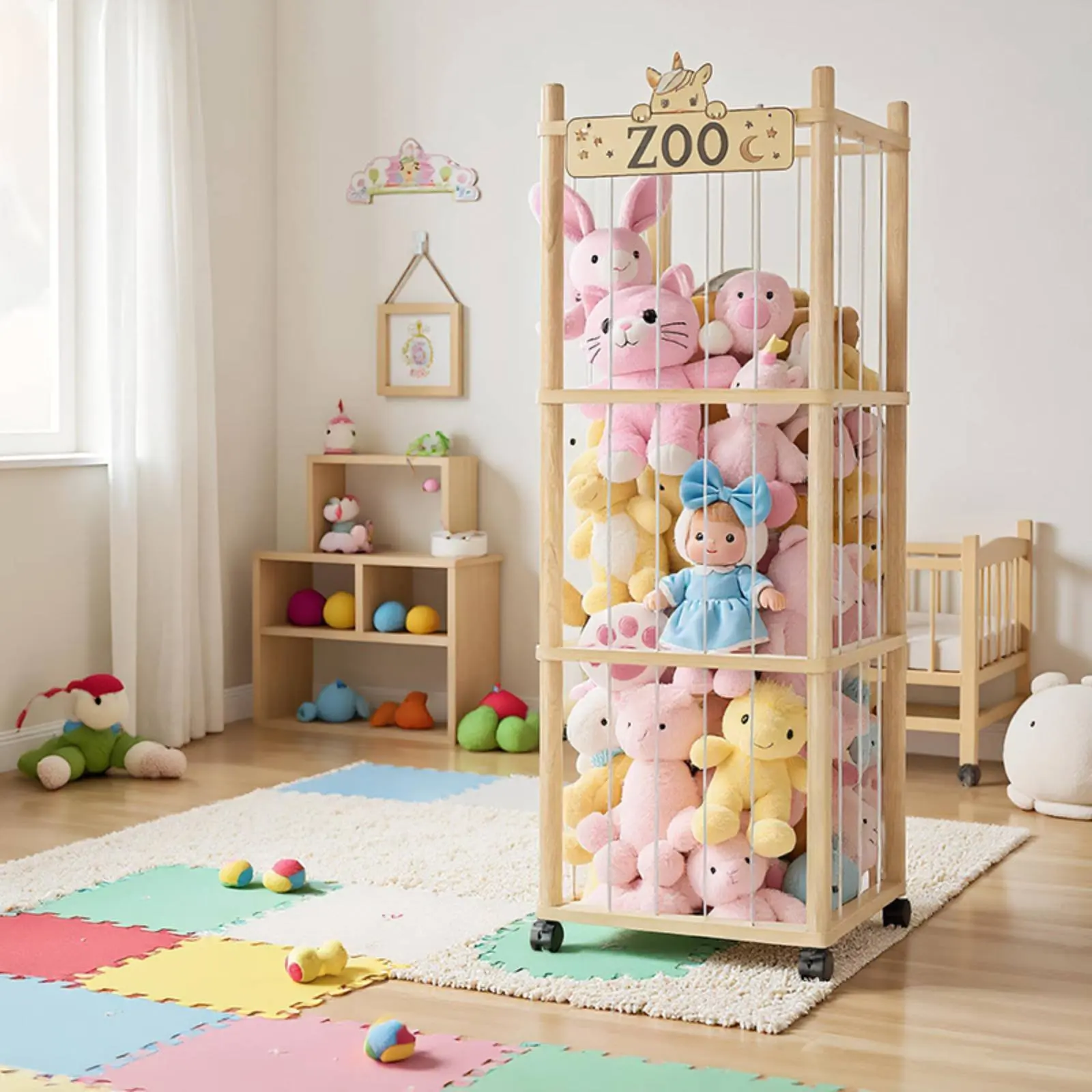 

Wooden Toy Storage Storage Unit Sturdy and Long-Lasting Soft Toy Storage Enclosure Stuffed Creature Enclosure Easy Assembly