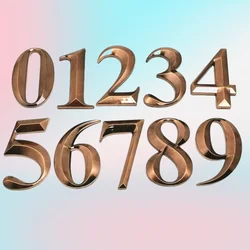 7CM 0-9 Modern House Door Number Label Stickers 3D Hotel Apartment Door Number ABS Plastic Red Copper Bronze Name Plate