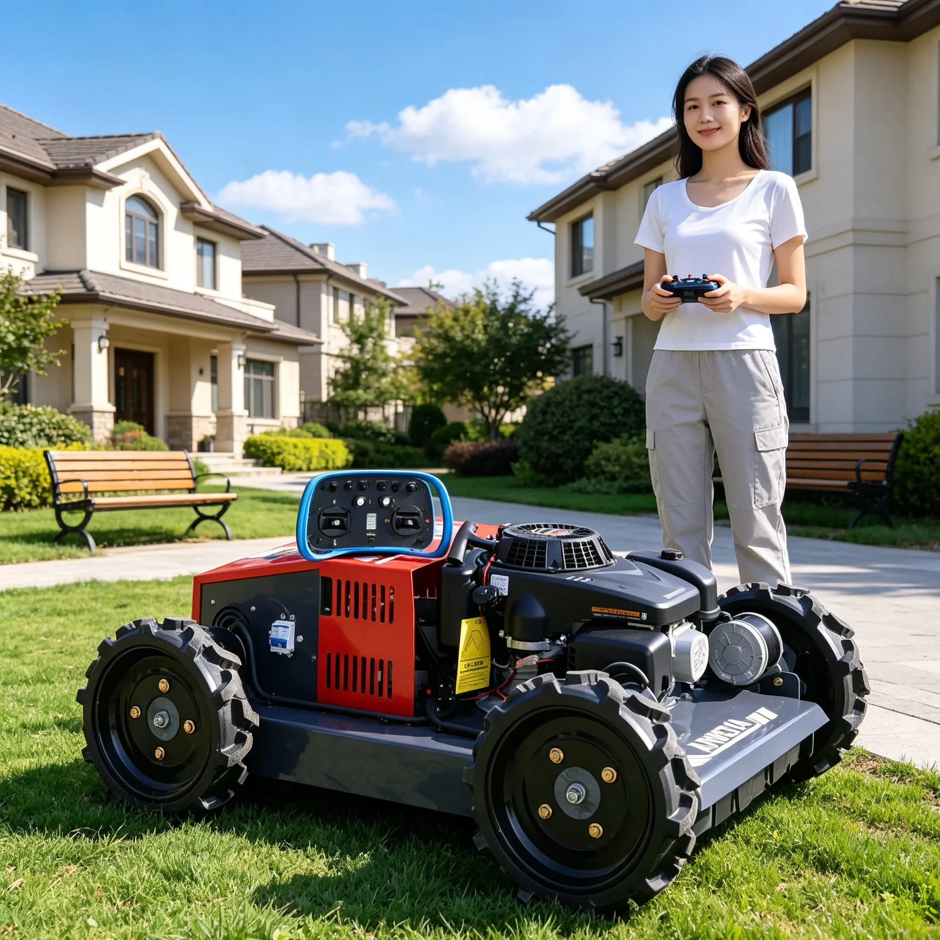 Customized for Home‑Side Flower Bed Grass Removal, 500W Wheeled Portable Lawn Mower, Precision‑Cut Function, Protect Flowers Whi
