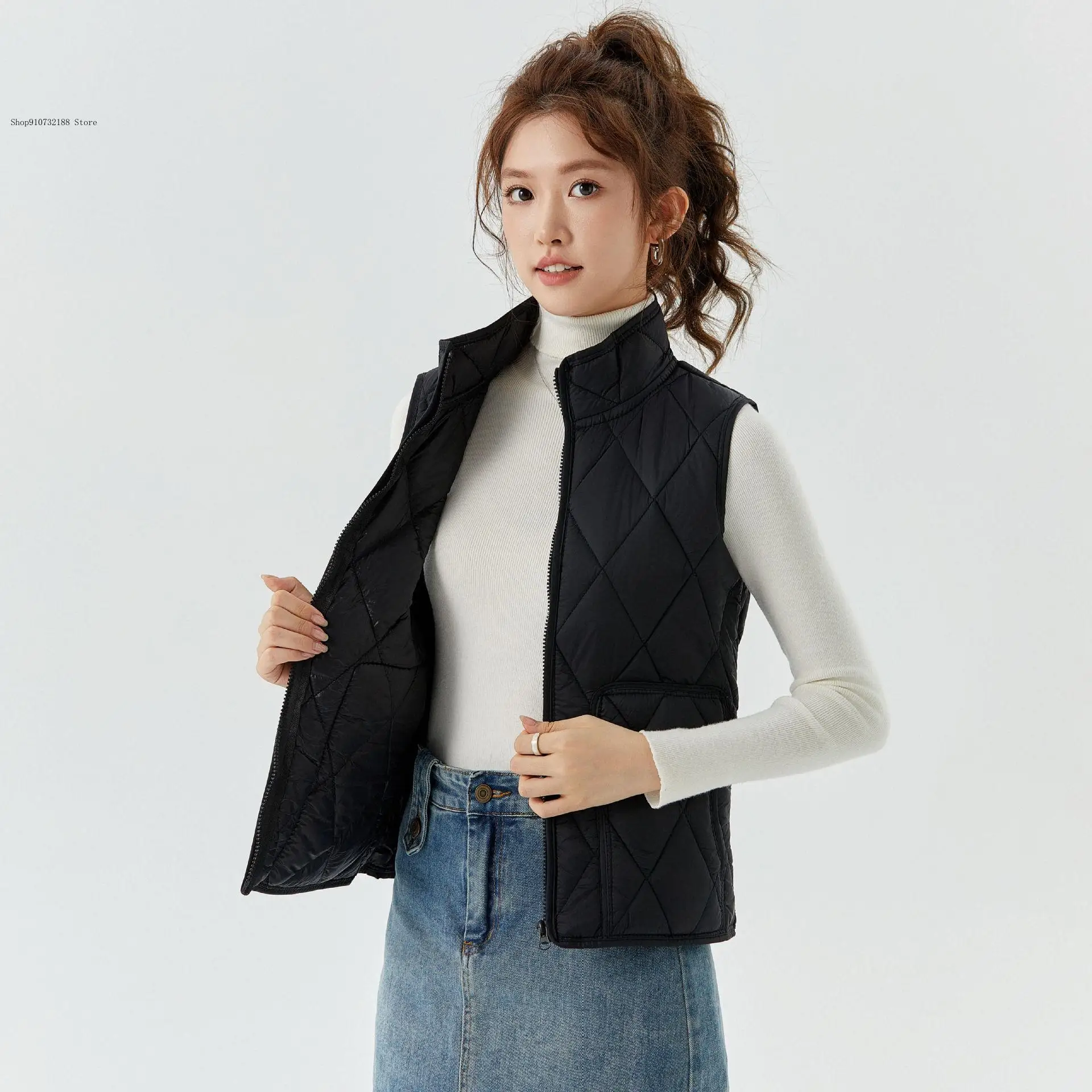 Spring and Autumn Winter Short Style Student Casual Slim Fit Young Practical Pocket Comfortable Zipper Sleeveless Vest Women
