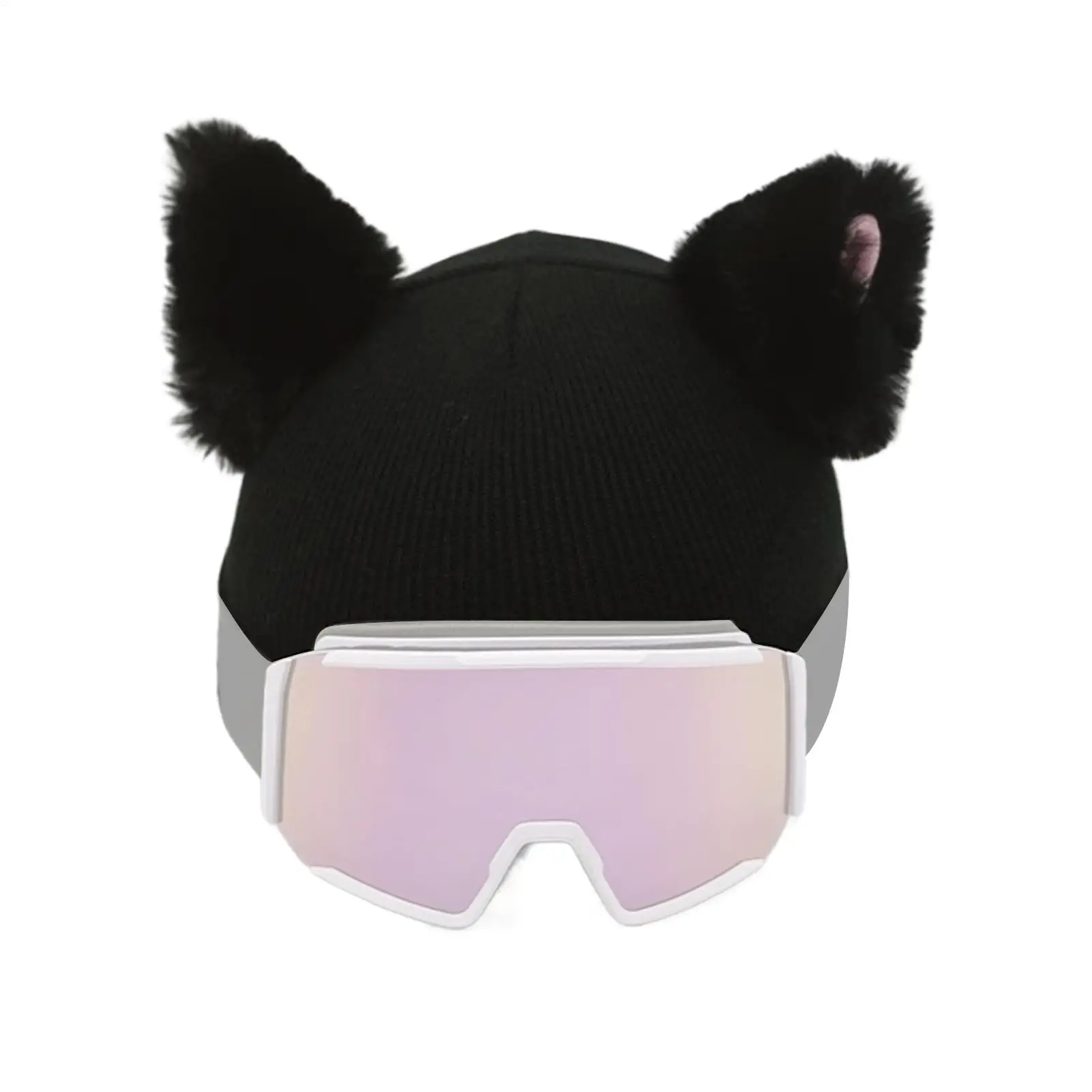 

Headgear Cute Plush Cover Cute Cat Ears Headgear Cover for Ski Winter Sport Headwear Fuzzy Headgear Protector Decorative Cover