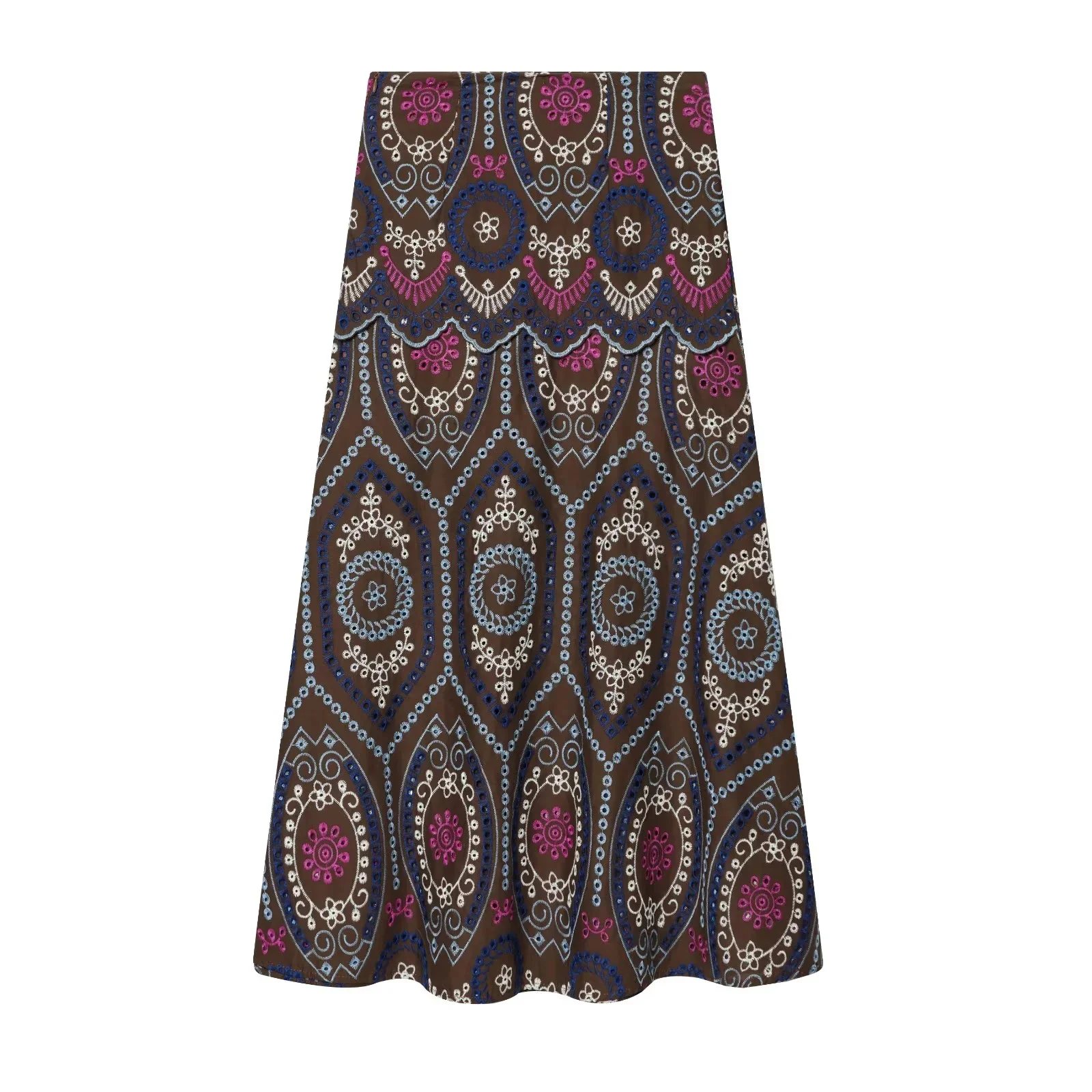 KONDALA Vintage Damen Urlaubs-Blumenanzug Stickerei Ausgehöhltes Ärmelloses Oberteil Langer Reißverschluss-Rock Mode 2026 Sommer Boho Sets – Detail 14