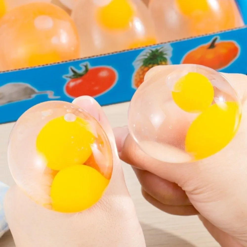 12pcs/Box 3D Egg Squishy Fidget Ball TPR Material Transparent Decompression Toy Creative Stress Relief Pinch Ball for Kids Play