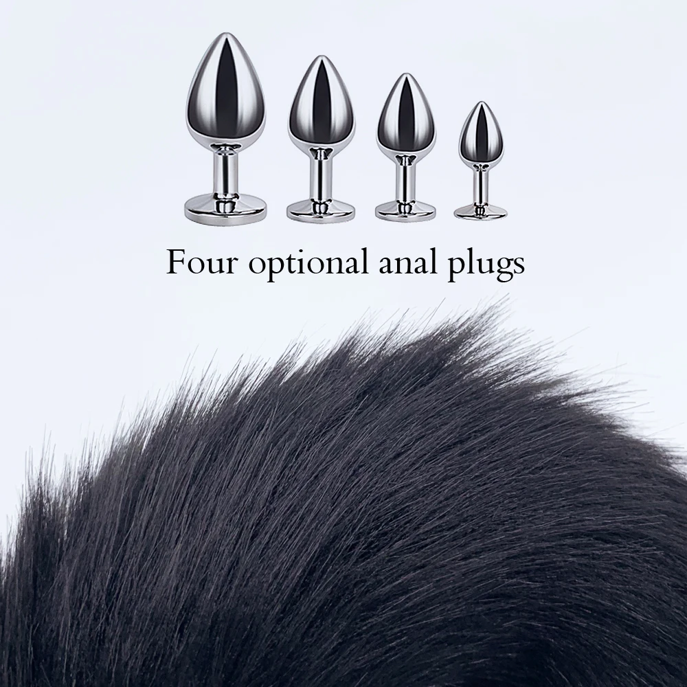 4 Sises Fox Tail Anal Plug Role-playing Prostate Massager Anus Training Dog Tail Butt Plug Dildo Adult Toys for Couple Women Men