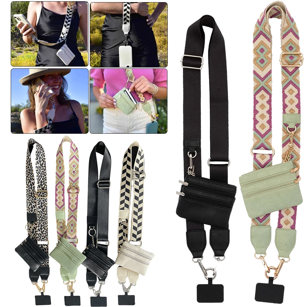 حبل قابل للتعديل للهاتف الخلوي ، حزام هاتف مع حقيبة بسحاب ، شرائط تعليق مضادة للفقد للرجال والنساء ، السفر