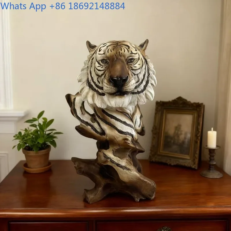

Animal Creative Ornament Tiger Head Wine Cabinet Model Home TV Cabinet Handmade Desktop Craft