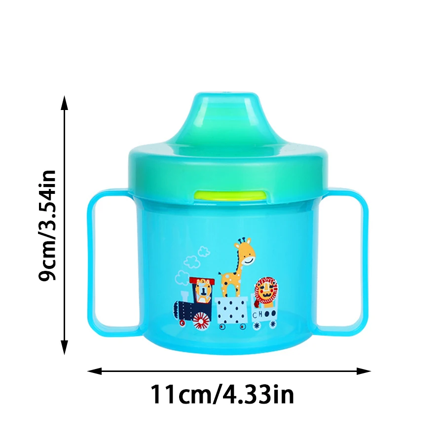 Baby drip proof and leak proof duckbill cup with lid and handle, cartoon pattern learning to drink duckbill cup, BPA free