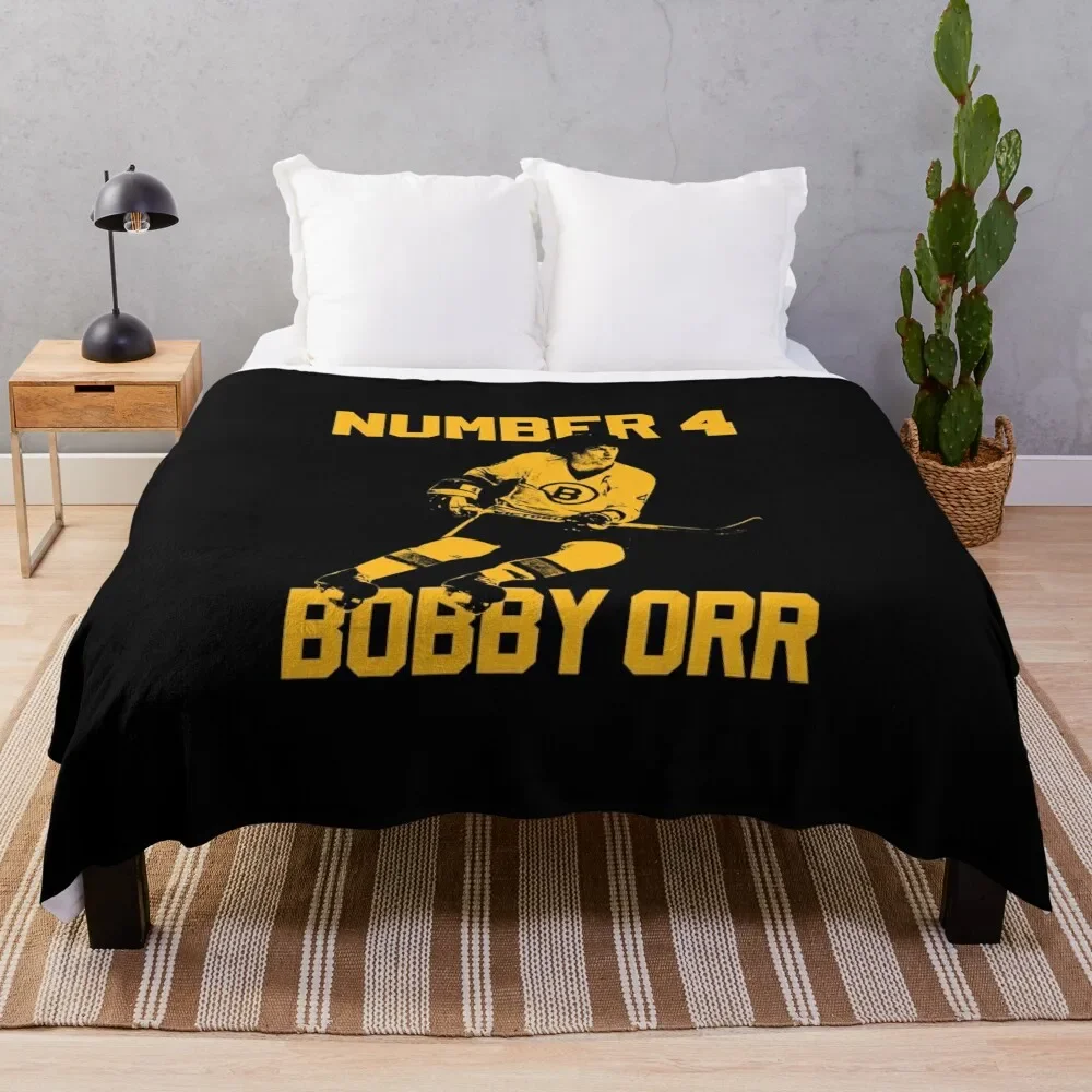 

Bobby Orr Number 4 - The Yellow Stencil Throw Blanket Year Round Soft Comfortable Blanket for Home