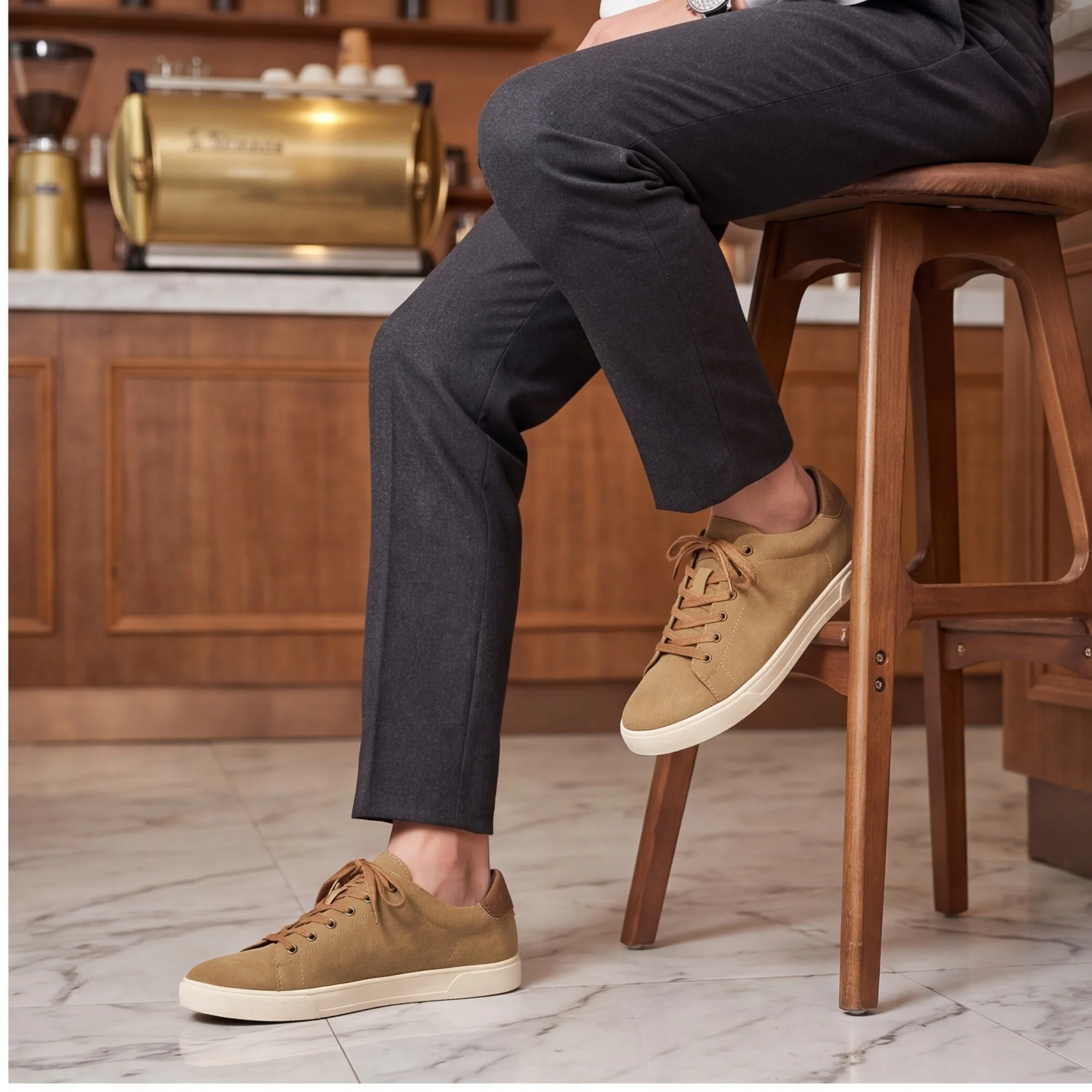 Herren-Sneaker und Freizeitschuhe mit Kontrast-Absatzverstärkung für Herren, Freizeitkleidung, Herrenschuhe, niedriger Schaft – Detail 1