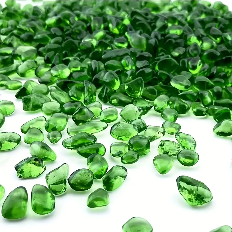 green glazed polished glass crushed stone, surface crystal stone for aquariums, home decoration and decorative crushed stone