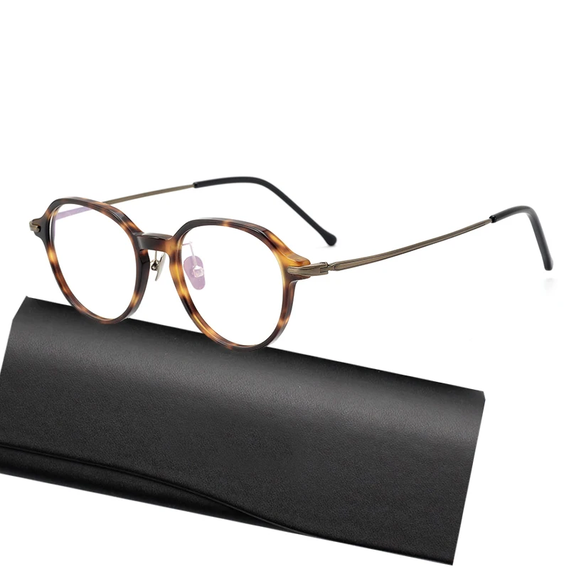 

Retro Round Titanium Acetate Glasses Frame Women Vintage Optical Prescription Eyeglasses Men Japanese Handmade Myopia Spectacles