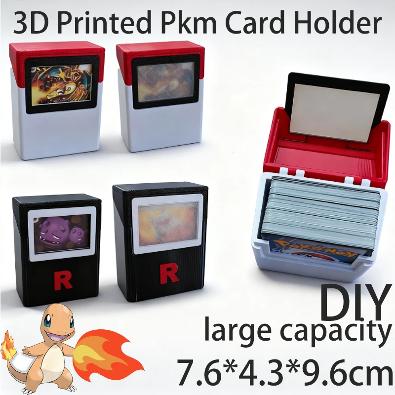 

3D печатный ящик для хранения карт PKM Charizard, сделай сам, настраиваемый дизайн, большая емкость, органайзер TCG, детский подарок, чехол для коллекционеров аниме
