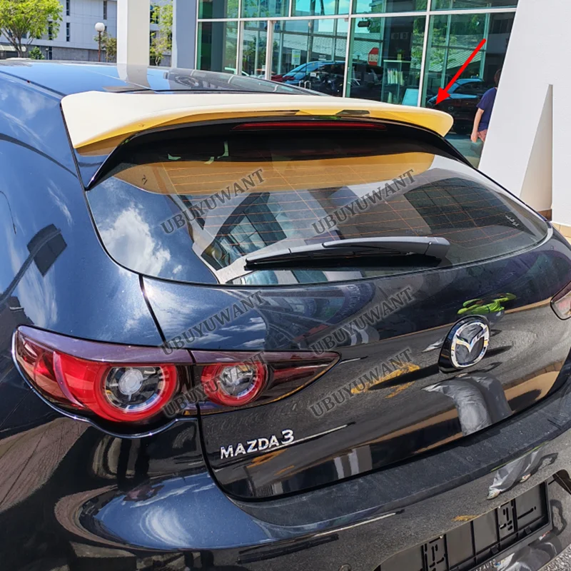 Roof Spoiler For Mazda 3 Axela Hatchback 2020+ ABS Material Car Rear Wing Primer Color Rear Spoiler