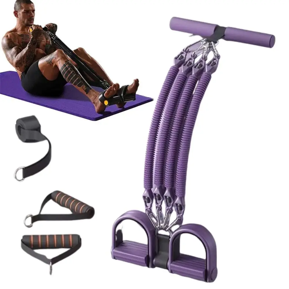 

2/3/4-Strand Pedal Pull-Up Sit-Up Trainer 50/75/100 Pounds Heavy-Duty Pedal Tension Rope Non-Slip Stomach Slimming