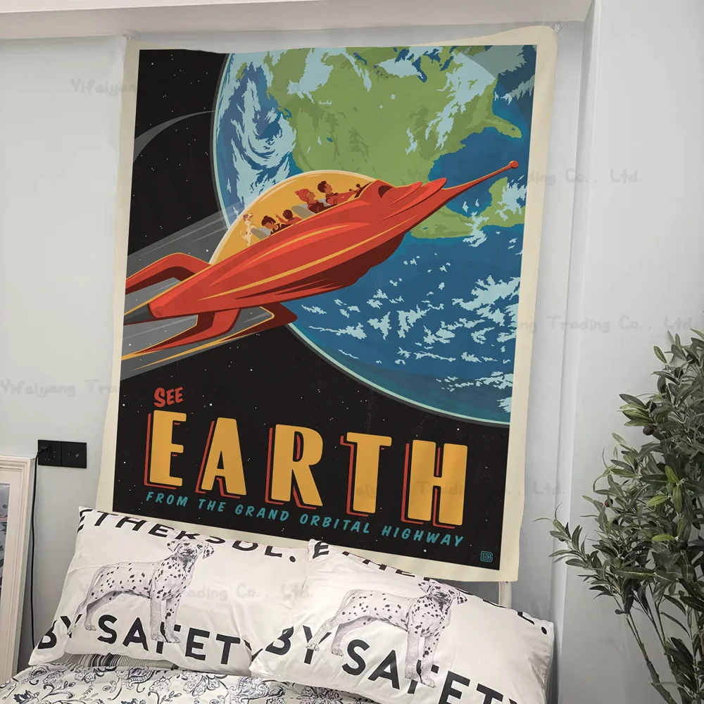 Outer Space Visions of The Future Travel Collection Anime Tapestry for Living Room Home Dorm Decor Home Decor