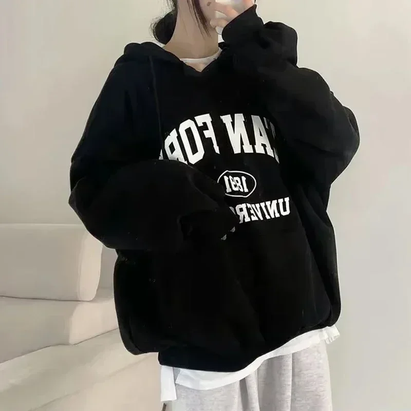 Brooklyn Letter พิมพ์ Hoodie แฟชั่นผู้หญิงเสื้อกันหนาวแขนยาว Hoodies สุภาพสตรี Streetwear ฤดูหนาว Harajuku Tops เสื้อผ้า