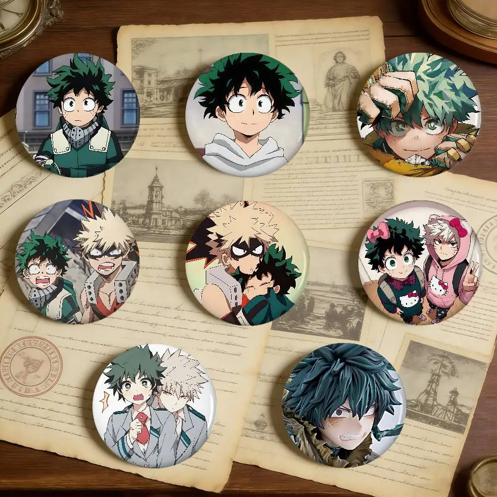 Anime-Midoriyas-Izukus Badges Peripheral Lapel Pins Tinplate Round Brooch For Shoulder Bag Accessories Souvenir Gifts
