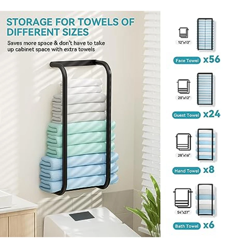 Bathroom Towel Rack Double Rod Towel Storage Rack Free Punch Towel Storage Rack For Small Space Bathroom Roll Towels Durable