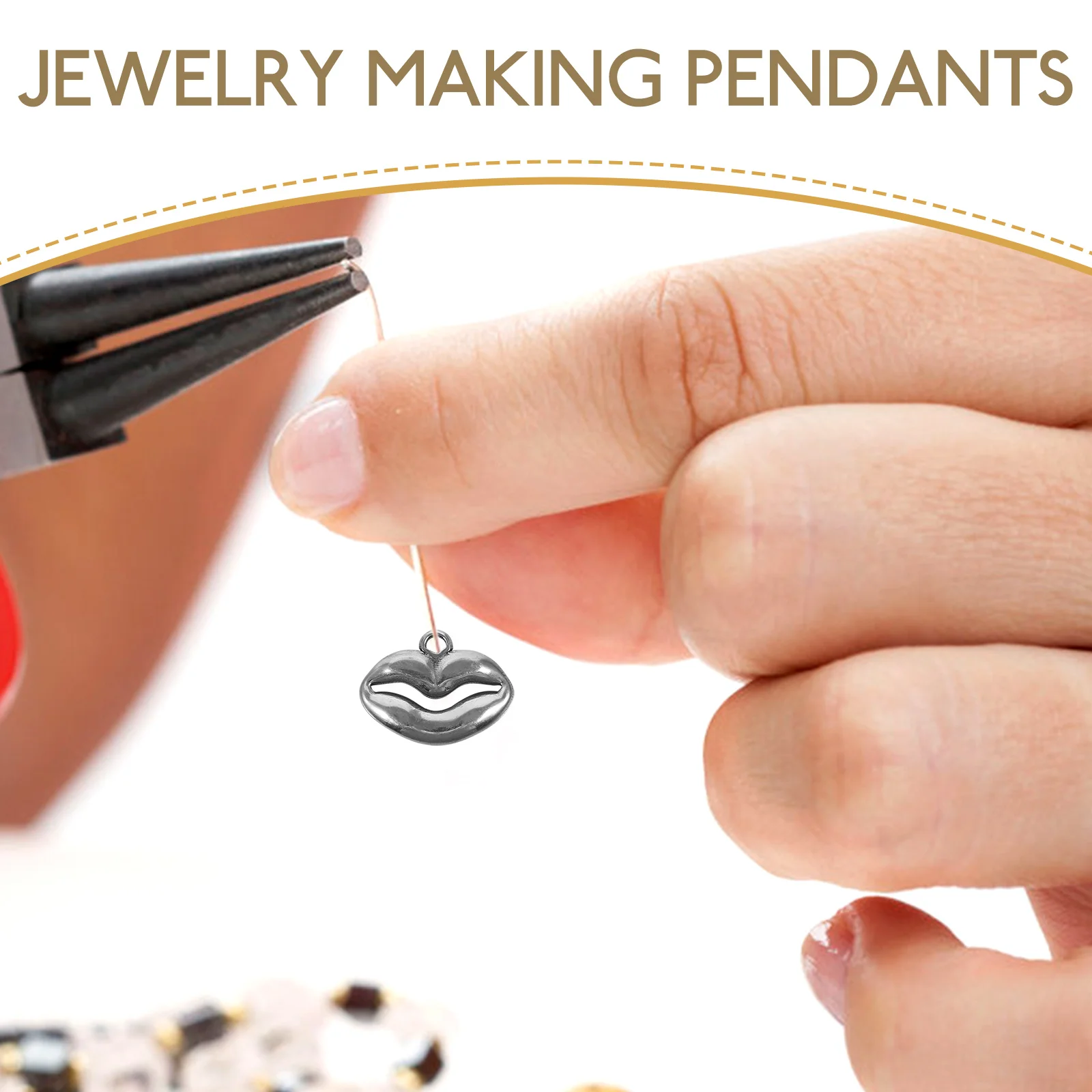 

5pcs Stainless Steel Pendant DIY Jewelry Making Supplies Women Men Accessories Preserved Color Lip Charms Craft Decor