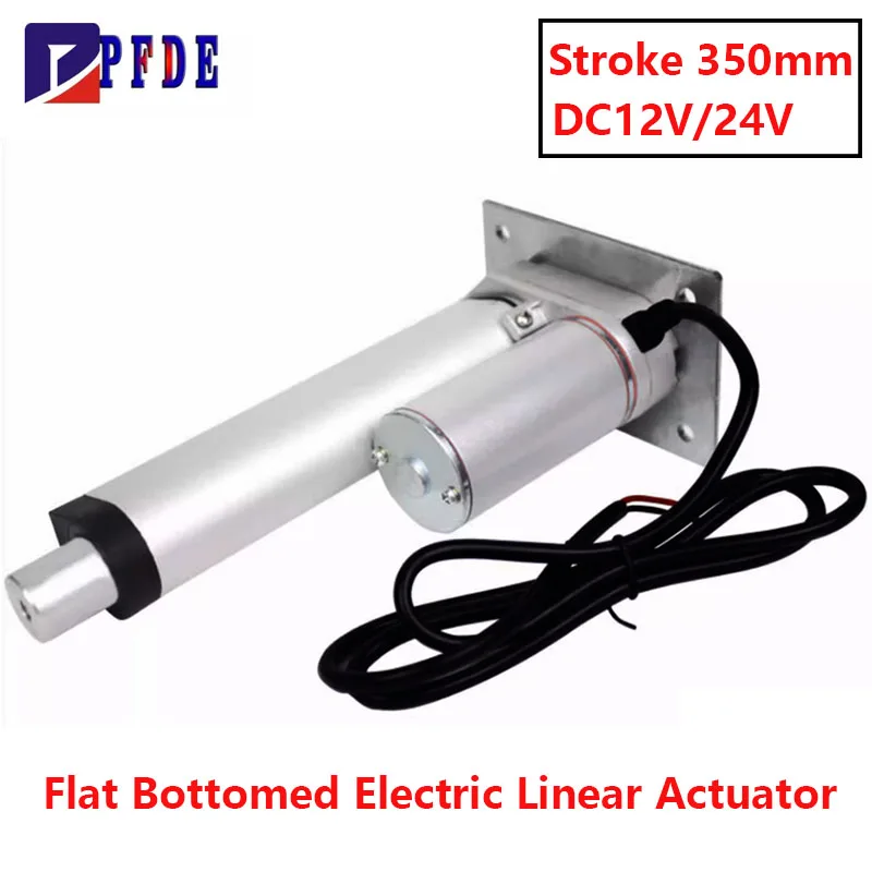 Flat Bottom Electric Actuator Stroke 350mm Linear Motion Actuator for Lift Desk, Recliner Chairs Window Door Opener DC12V 24V