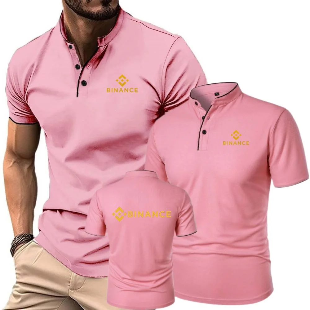 قمصان بولو Binance Crypto Office قميص رجالي بلايز تي شيرت ريترو هينلي قميص الشباب الوقوف تي شيرت بياقة خفيفة الوزن ملابس الشارع الرائعة #5