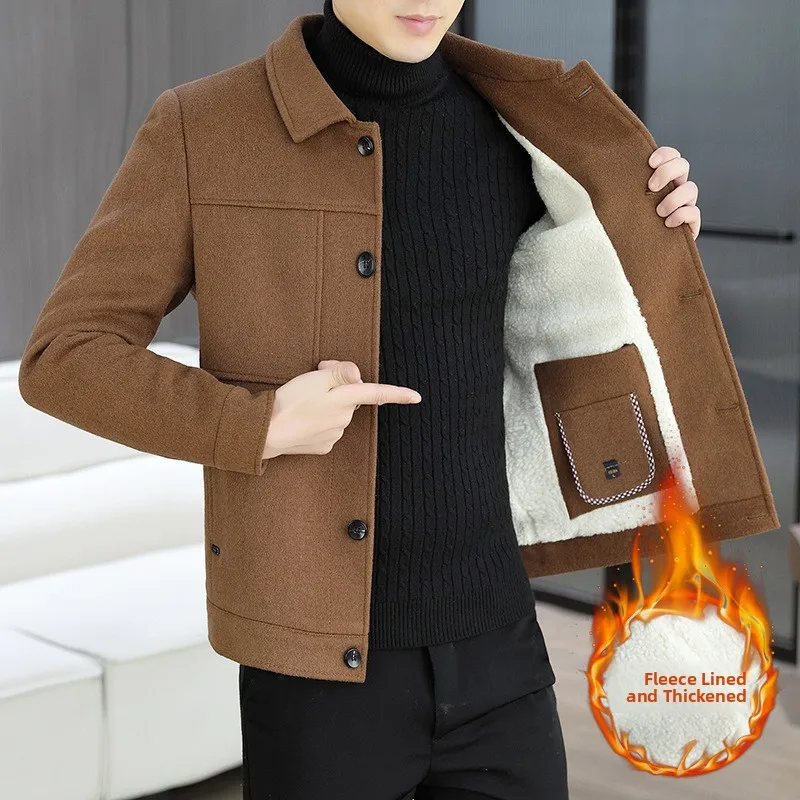 

High Quali Wool Particle Fce Lined Warm Woolen Jaet Coat for Men Autumn Winter Special Wide Fit Long Sve Hooded