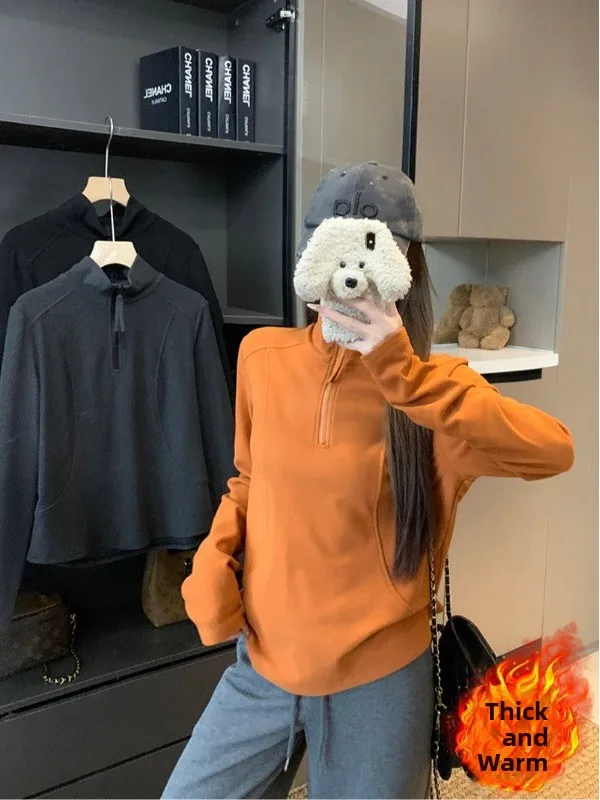 

plus Size Women's Casual Thiened Long Sve T-irt f Open Collar Autumn Winter New Sle Inner Wear Base Top Korean Ve...