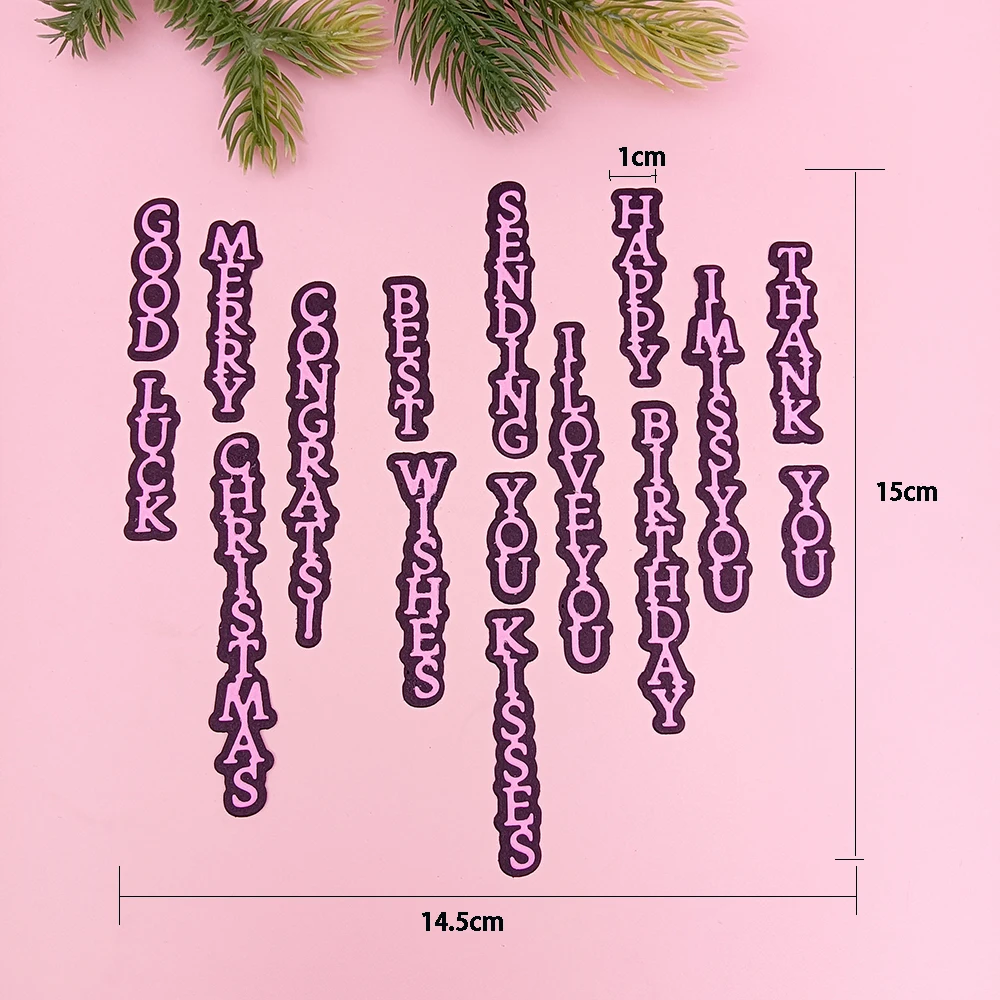 Alinacutle Birthday Vertical Words Metal Cutting Die Cut Etched Dies Christmas Scrapbooking Paper Craft Album Handmade Template