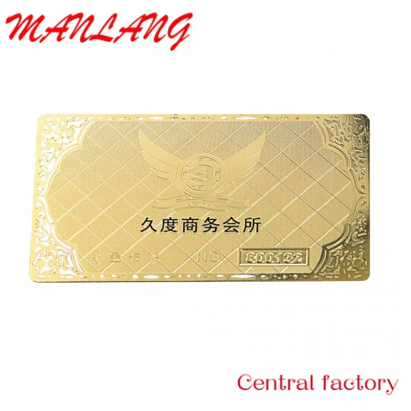 

Custom Hi Qlity Gold Stainls Steel Card Printing Custo etal Busins Car ith Logo