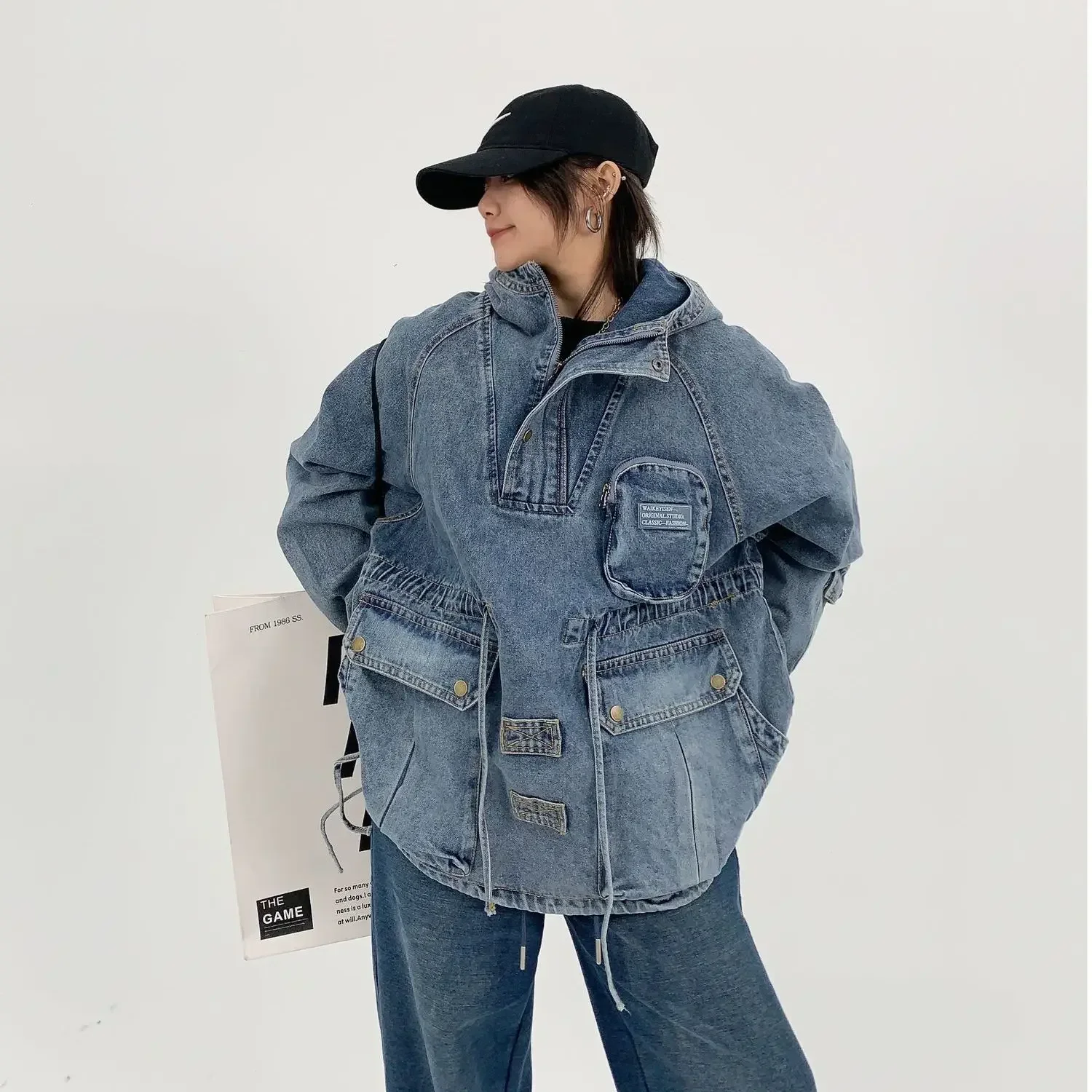 American Couple Retro Loose Jacket Fashion Niche Heavy Industry Causal High Street Pullover Denim Jackets Male Clothes